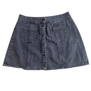 Brandy Melville Women's Black Patch Pocket Snap Button Jean Mini Skirt Size 27